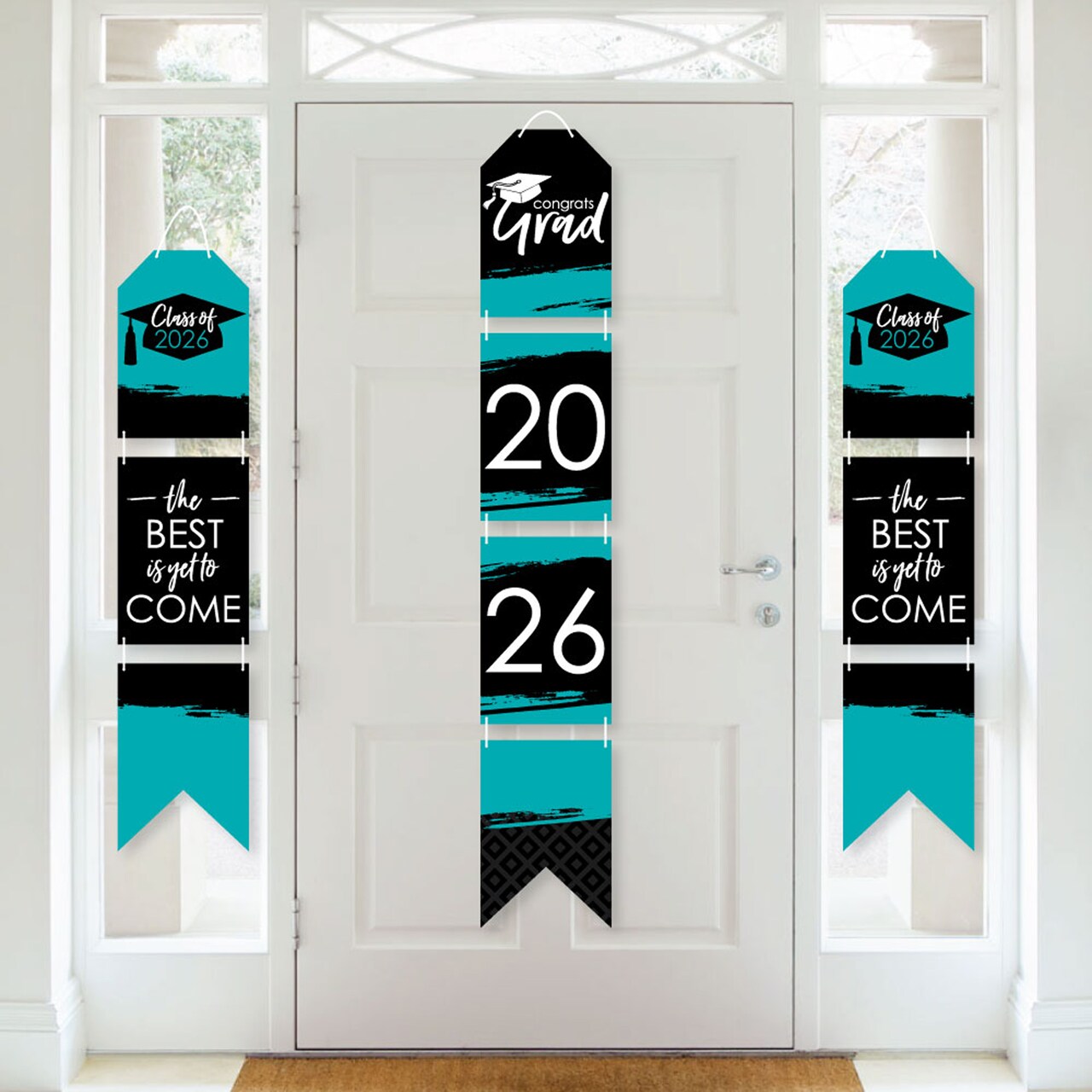Big Dot of Happiness Teal Grad - Best is Yet to Come - Hanging Vertical Paper Door Banners - 2026 Turquoise Party Wall Decor Kit- Indoor Door Decor